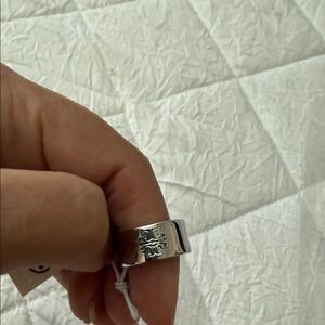 Tory Burch Silver Women’s  Logo Band Ring -